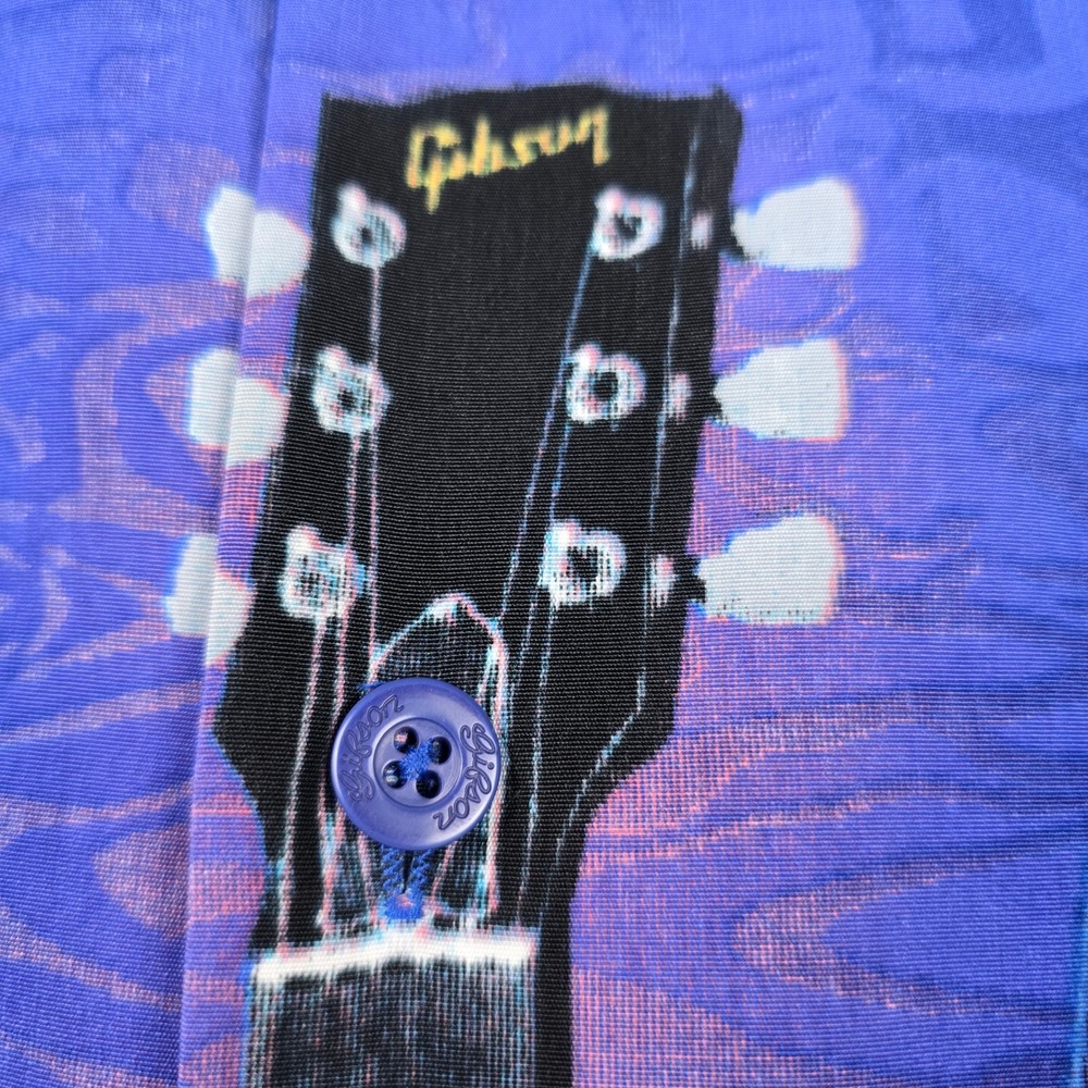 Gibson Tour Wear Dragonfly Shirt XL Blue White SG Guitar Tribal Flame Rock Mens - Picture 5 of 16